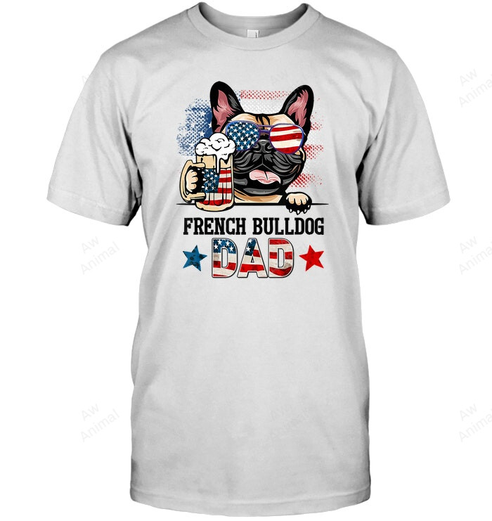 French Bulldog Dog Dad American Flag Glasses Men Sweatshirt Hoodie Long Sleeve T-Shirt
