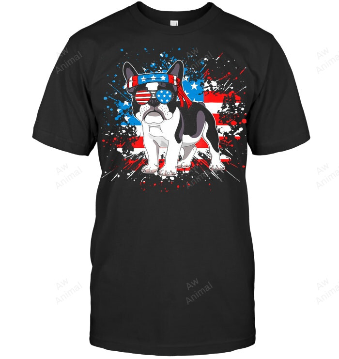 Usa Independence Day American Flag Frenchie French Bulldog Sweatshirt Hoodie Long Sleeve Men Women T-Shirt
