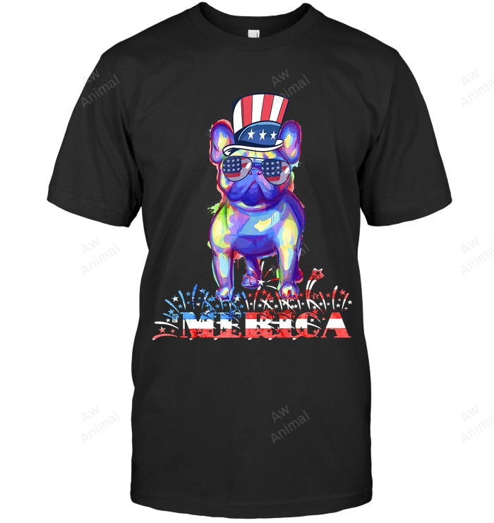 Merica Splash French Bulldog Patriotic Frenchie Dog 4th July Sweatshirt Hoodie Long Sleeve Men Women T-Shirt