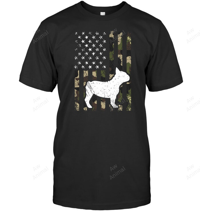 French Bulldog Dog Camo Flag Usa Flag Sweatshirt Hoodie Long Sleeve Men Women T-Shirt