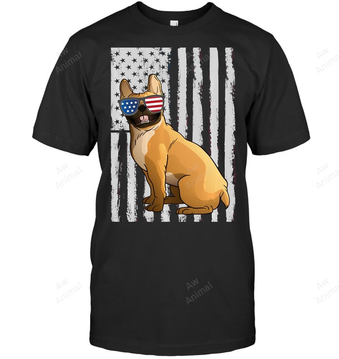 Frenchie French Bulldog American Usa Flag Sweatshirt Hoodie Long Sleeve Men Women T-Shirt