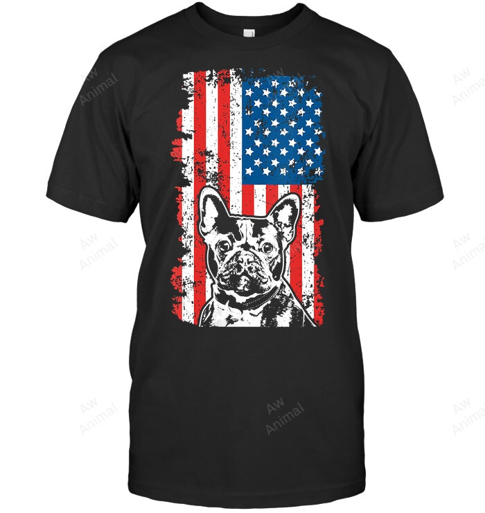 French Bulldog Frenchie American Flag Sweatshirt Hoodie Long Sleeve Men Women T-Shirt