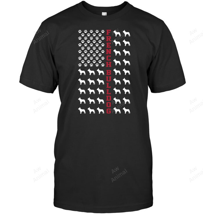 14 French Bulldog Shaped In American Flag Sweatshirt Hoodie Long Sleeve Men Women T-Shirt