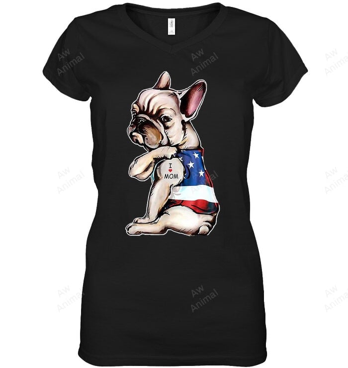 French Bulldog Tattoo I Love Mom Women Sweatshirt Hoodie Long Sleeve T-Shirt