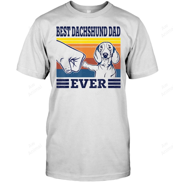 Best Dachshund Dad Ever Vintage Men Sweatshirt Hoodie Long Sleeve T-Shirt