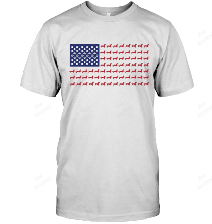 Dachshund Cute American Flag 4th Of July Sweatshirt Hoodie Long Sleeve Men Women T-Shirt