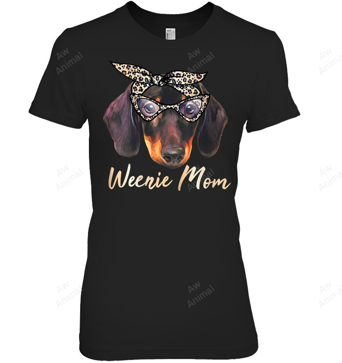 Weenie Mom Dachshund Mama Wiener Dog Leopard Print Women Sweatshirt Hoodie Long Sleeve T-Shirt