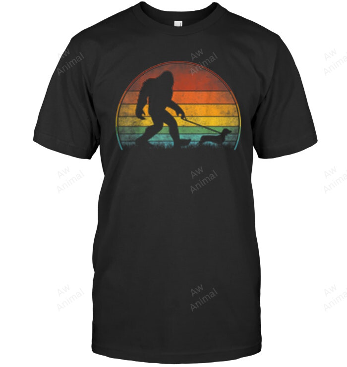 Bigfoot Walking Dachshund Sasquatch Doxie Dog Sweatshirt Hoodie Long Sleeve Men Women T-Shirt