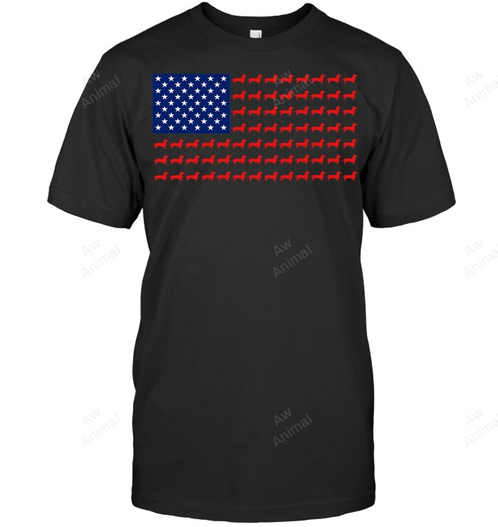 Dachshund Usa Flag T Sweatshirt Hoodie Long Sleeve Men Women T-Shirt