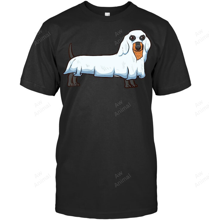 Ghost Dachshund Spooky Dog Wiener Halloween Costume Sweatshirt Hoodie Long Sleeve Men Women T-Shirt