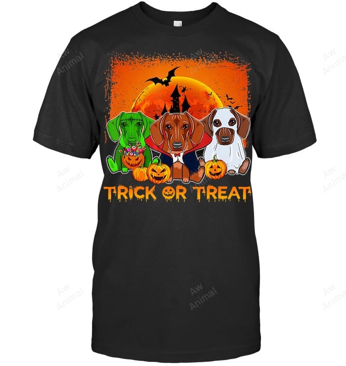 Halloween Dachshund Trick Or Treat Dachshund Sweatshirt Hoodie Long Sleeve Men Women T-Shirt