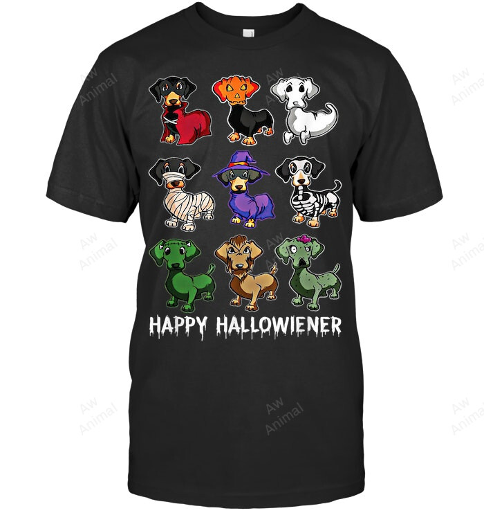 Happy Halloween Dachshund Dog Witch Mummy Halloween Horror Sweatshirt Hoodie Long Sleeve Men Women T-Shirt