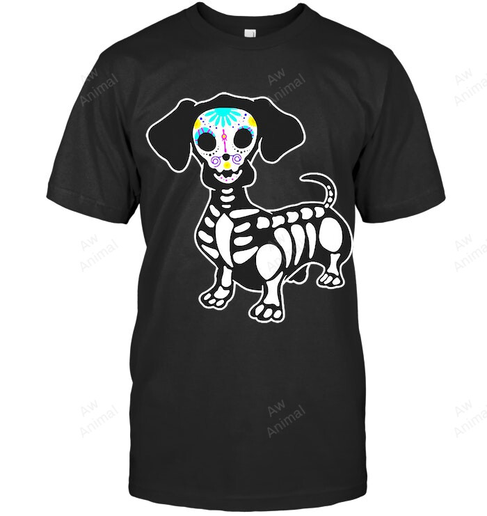 Dachshund Skull Halloween Skeleton Sweatshirt Hoodie Long Sleeve Men Women T-Shirt