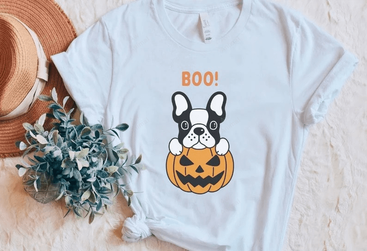 Frenchie Halloween Boo Funny French Bulldog With Pumpkin