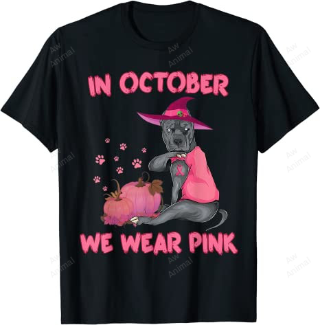 In October We Wear Pink Pitbull Dog Breast Cancer Halloween