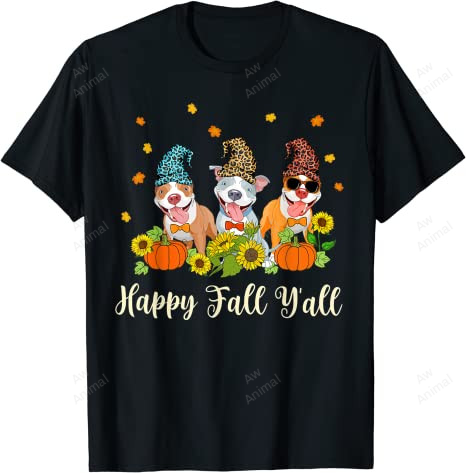 Happy Fall Yall Pitbull Leopard Pumpkin Halloween