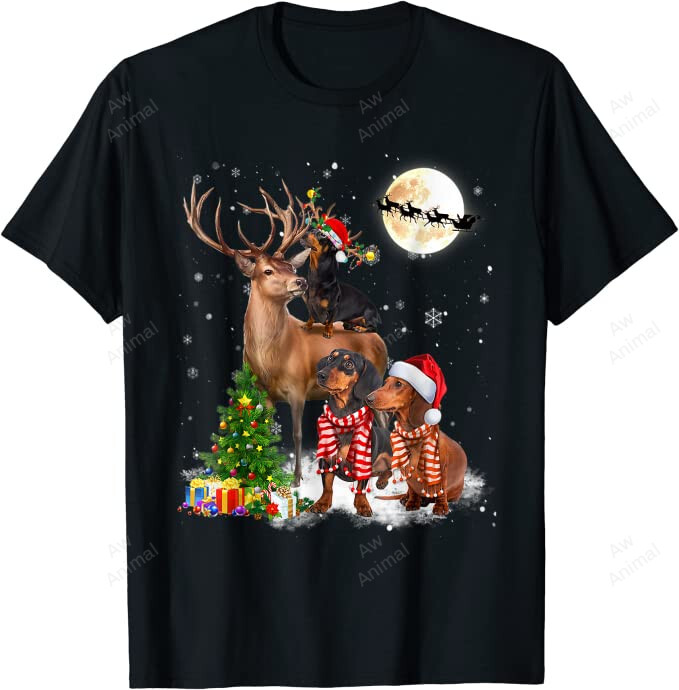 Dachshund And Reindeer Christmas Wiener Xmas Doxie Dog Lover