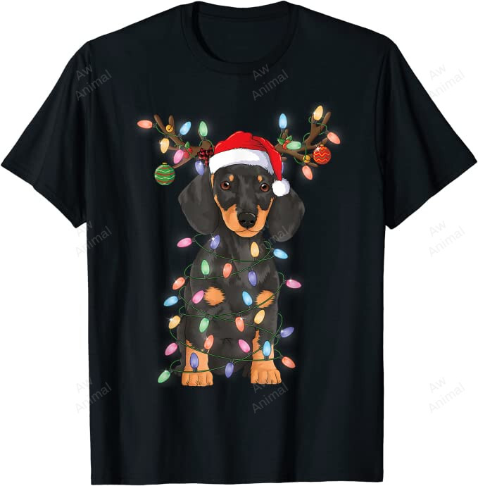 Dachshund Christmas Reindeer Light Pajama Dog Lover Xmas
