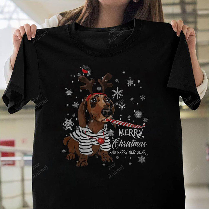 Merry Christmas And Happy New Year Dachshund