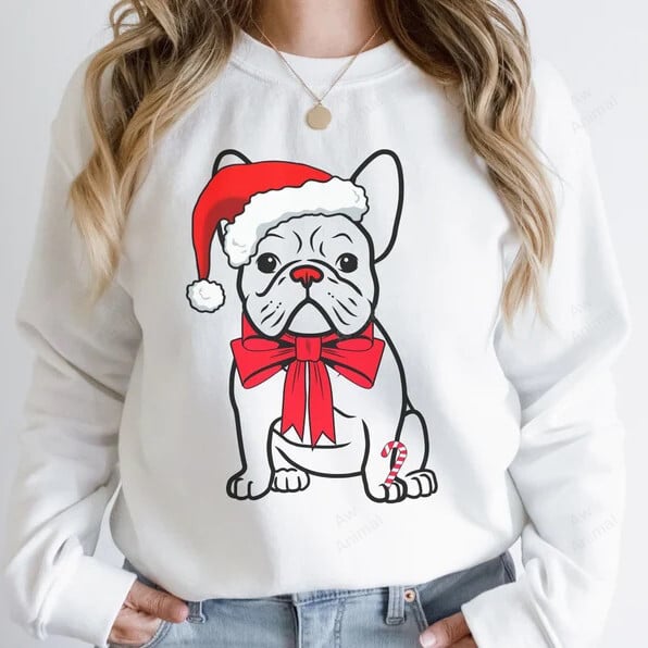 French Bulldog Christmas Wearing Santa Hat