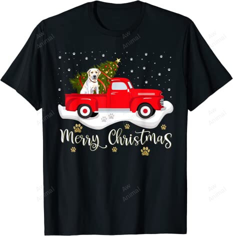 Red Truck Merry Christmas Tree Labrador Retriever