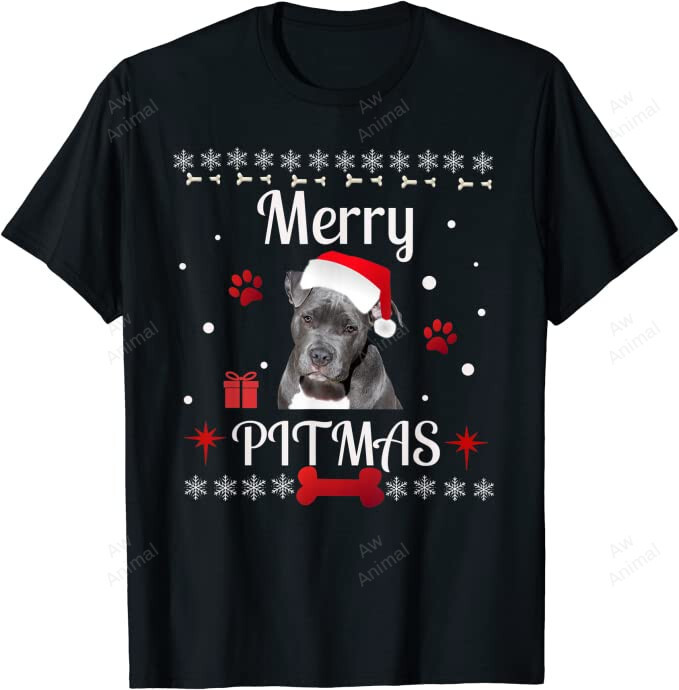 Merry Pitmas Bully Pit Bull Ugly Christmas