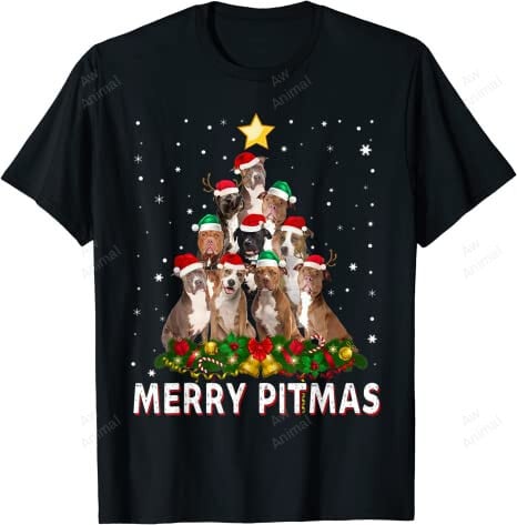 Merry Pitmas Pitbull Dog Ugly Christmas Sweater Tree Dogs