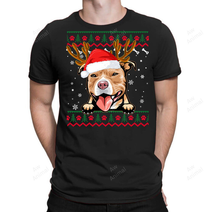 Pitbull Dog Ugly Sweater Reindeer Santa Christmas Pitbull Dog 217
