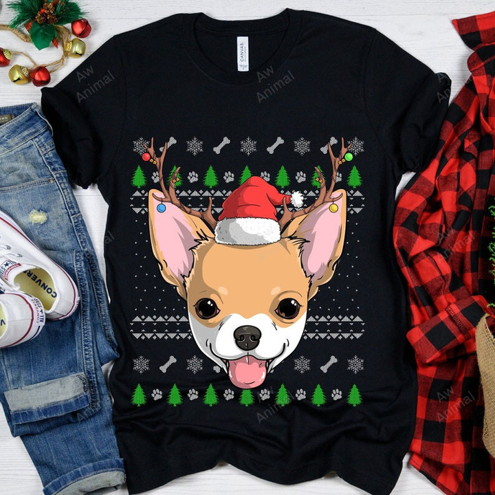 Chihuahua Santa Claus Ugly Christmas Sweater Pattern