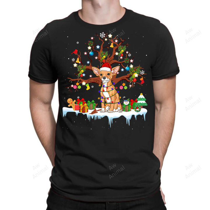 Chihuahua Santa Chihuahua Dog Wearing Christmas Hat Tree Lights 347