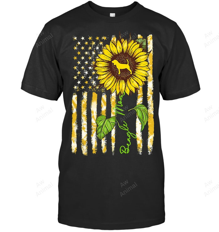Beagle Mom Sunflower American Flag Dog Lover