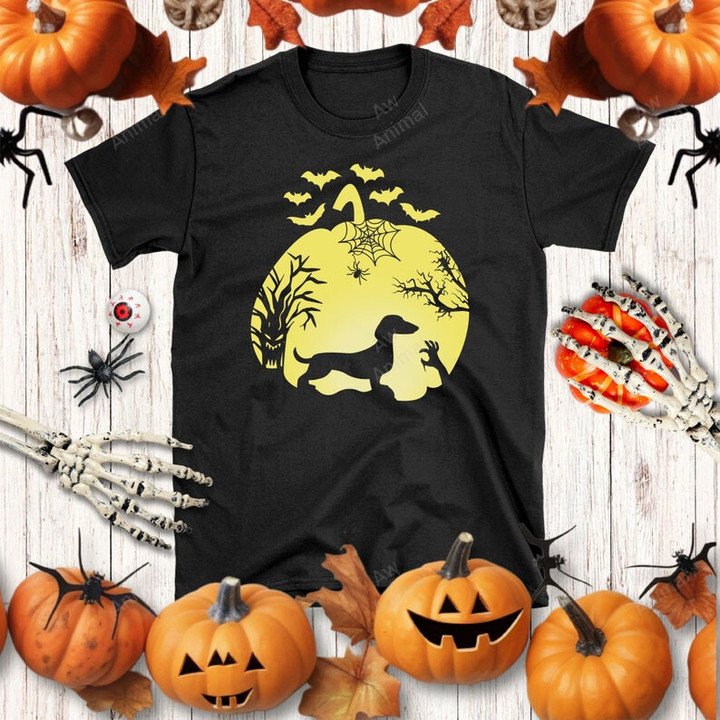 Dachshund Halloween Standing At Moon