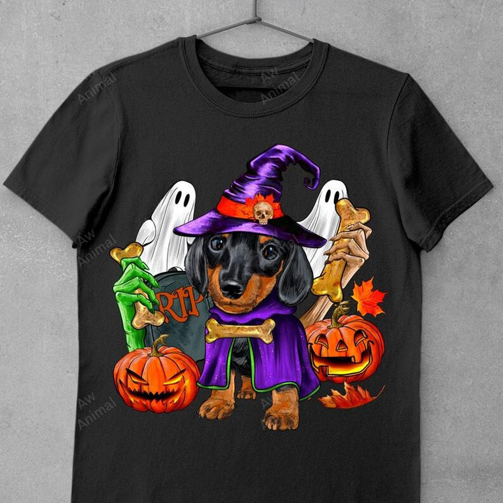 Dachshund Happy Halloween Witch
