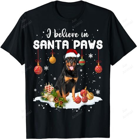 I Believe In Santa Paws Christmas Rottweiler Xmas Rottie Pet