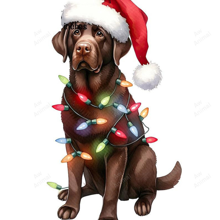 Christmas Labrador Christmas Lights Santa Chocolate Labrador Sublimation Cute Lab Dog Adult Labrador Lab Santa Dog Christmas