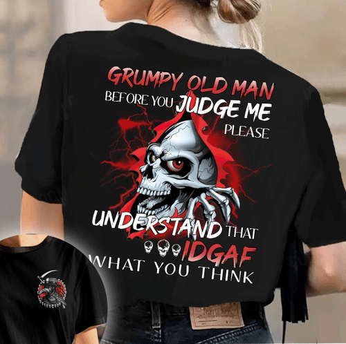 Grumpy Old Man Skull All Over Print Shirt