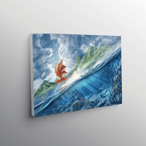 Dragon Is Flying Above Sea Canvas