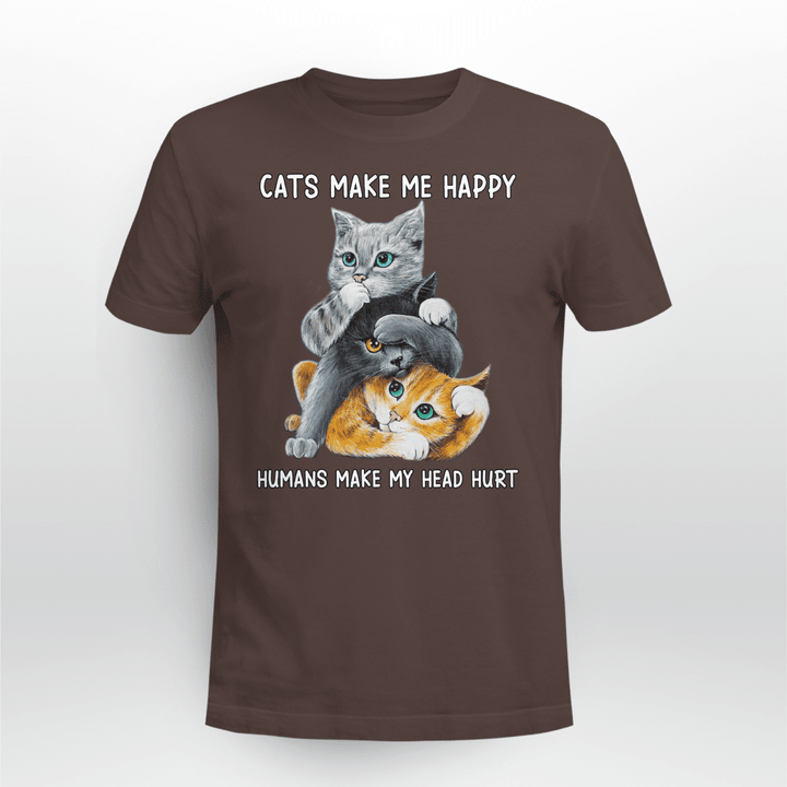 Cats Make Me Happy Humans Make My Head Hurt Cat Shirt