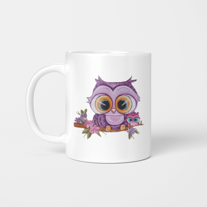 Owl With Pink Colour Mug