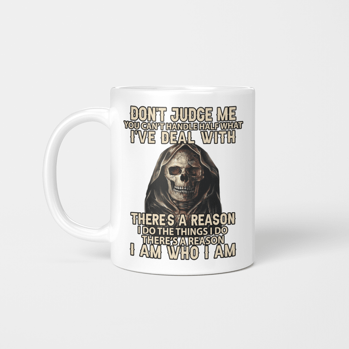 Don't Judge Me Skull Mug