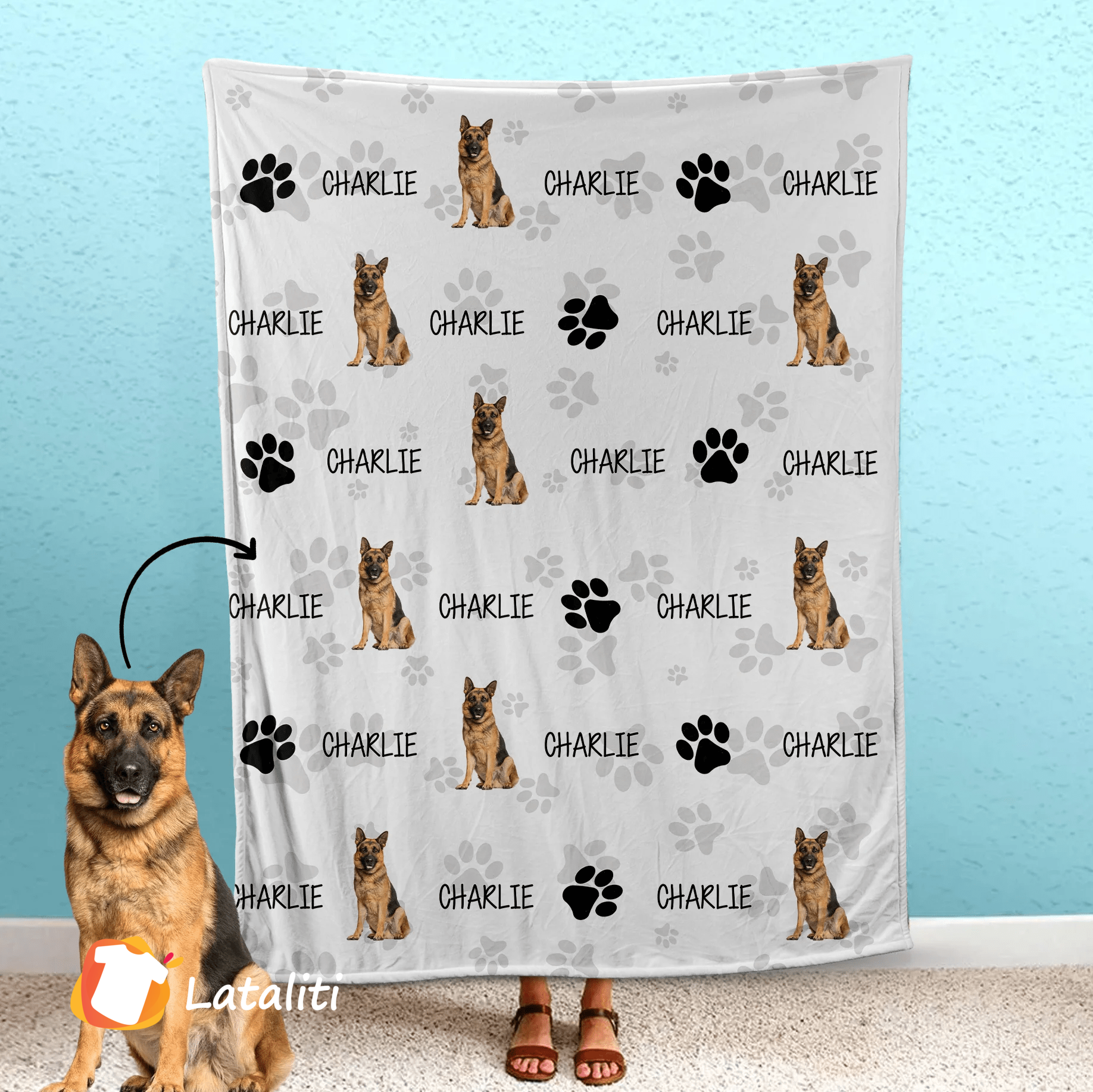 Custom Pet Fleece Blanket Line Pattern Gift For Pet's Parents
