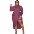 Slim Fit Plus Size Solid Color Long Sleeve Sexy Fake Two-piece Dress