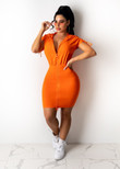 Women's Summer Fashion Casual Solid Color Lace-up Hooded Dress
