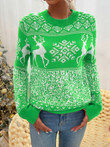 Christmas Wool Round Neck Elk Long Sleeve Sweaters Women's Clothing