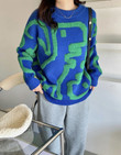 Thickened Round Neck Sweater Women's Dinosaur Jacquard Top Idle Style Pullover
