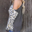 Turtleneck Sweater Women Loose Outer Wear Pullover Leopard Print Off-the-shoulder Contrast Color