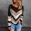 Women's Striped Sweater Loose Long Sleeve Top