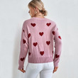 Ladies Autumn Clothes Top Preppy Style Sweet Loving Heart Pink Sweater Women's Pullover