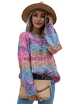Pullover Stripe Bai Yuan Collar Sweater Loose Plus Size Rainbow For Women