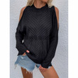 Solid Color Shoulder-baring Sweater Women's Long Sleeve Thick Needle Round Neck Twisted String Top Women